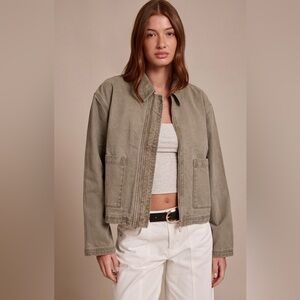 PrettyLittleThing WASHED OLIVE CARPENTER DENIM JACKET (NWT)